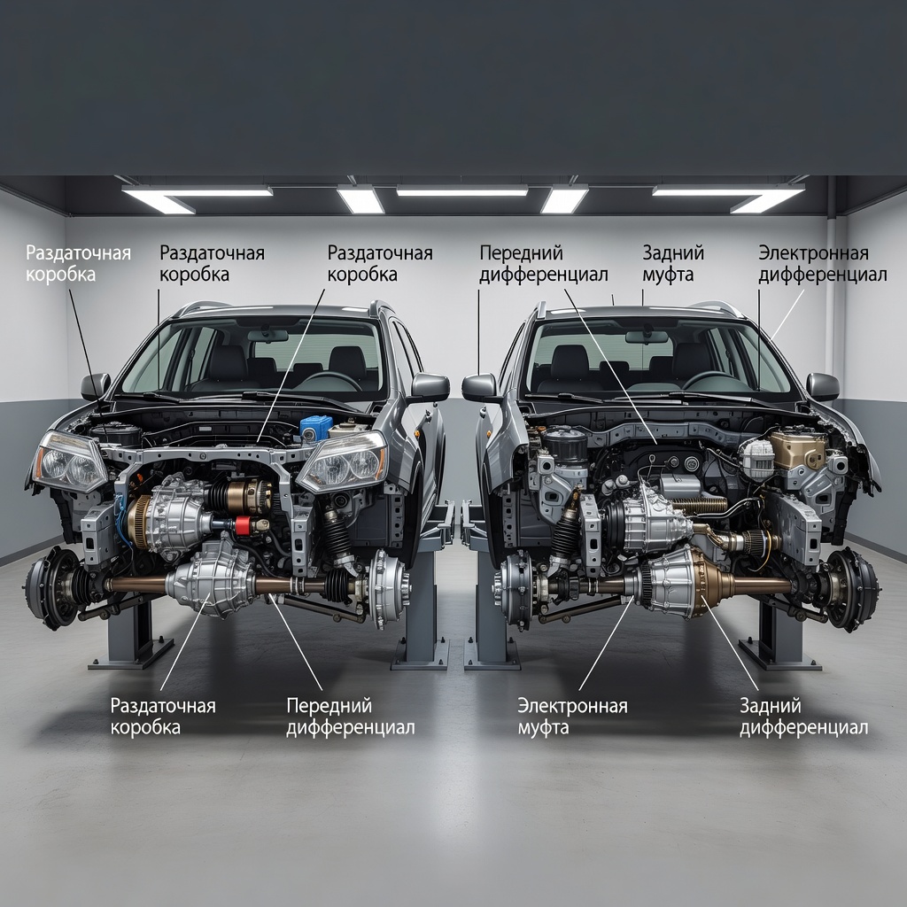 Create a high-quality, relevant image for an article about: Nissan X-Trail T31 и Qashqai J10: общий тип привода? Разбор механики. Не пиши ничего на фото, либо пишу на русском строго, проверяя все слова