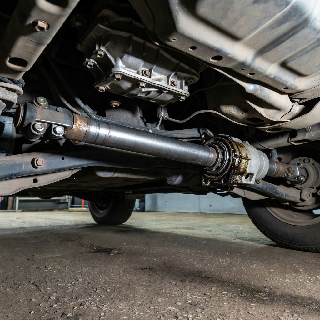 Create a high-quality, relevant image for an article about: Nissan X-Trail T31: кардан и муфта — причины вибрации и стуков при разгоне. Не пиши ничего на фото, либо пишу на русском строго, проверяя все слова
